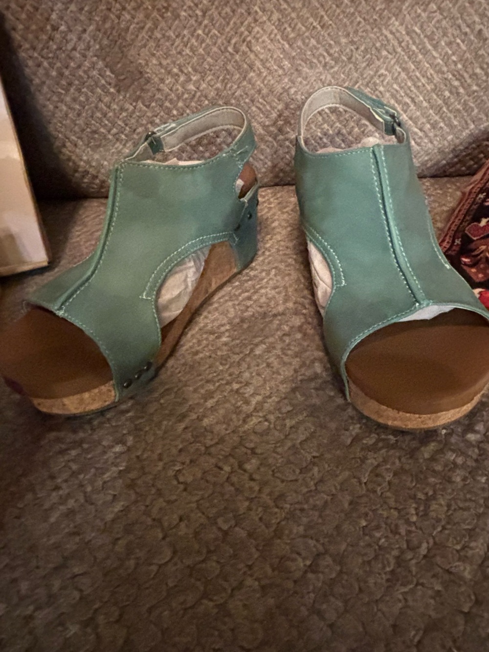 VERY G Liberty Turquoise Cork Wedge Sandals Women’s Size 8 NEW In Box